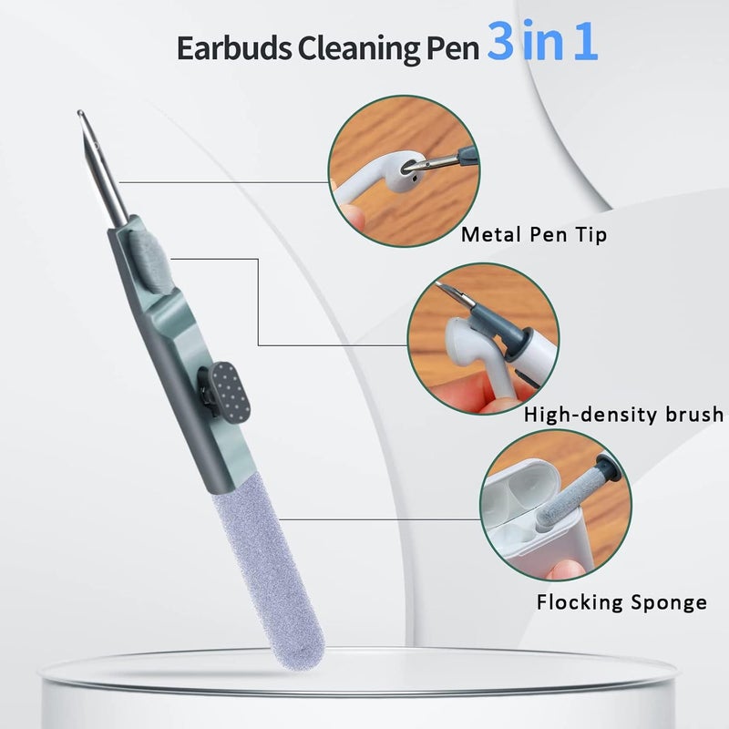 VUBOJO Airpod Cleaner Kit, Earbud Cleaning Kitfor Airpods Pro 1 2 3,Multi-FunctionCleaning Pen with Soft Brush FlockingSponge, Suitable for BluetoothHeadset, Charging Box, Mobile Phone,Earbud (1Pcs) - Image 2
